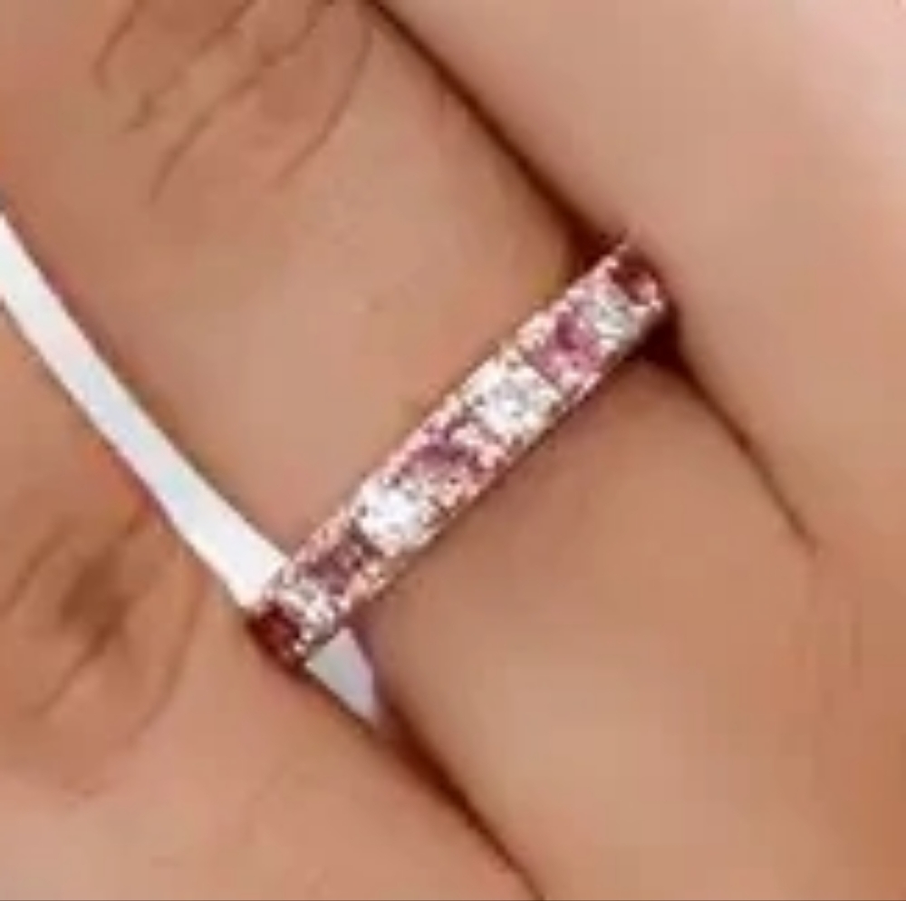 Arthritis Friendly Redondo Pink Tourmaline and Moissanite Ring Price Reduced - Picture 3 of 7
